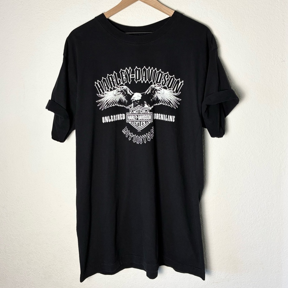 Harley-Davidson Black T-Shirt with White Eagle Graphic